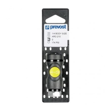 Prevost 1/4in Body x 1/4in FN ARO 210 prevoS1 Safety Coupler - Retail Package ASI 061201CP